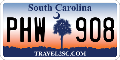 SC license plate PHW908