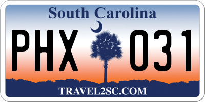 SC license plate PHX031