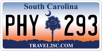 SC license plate PHY293