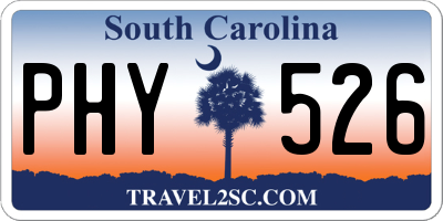 SC license plate PHY526