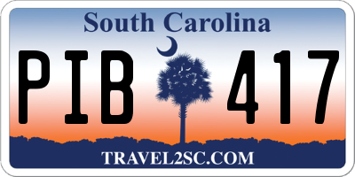 SC license plate PIB417