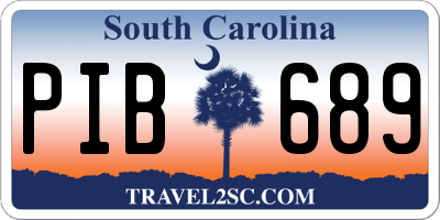 SC license plate PIB689