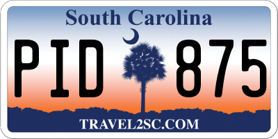 SC license plate PID875
