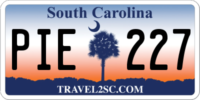 SC license plate PIE227