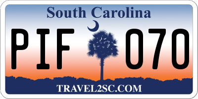 SC license plate PIF070
