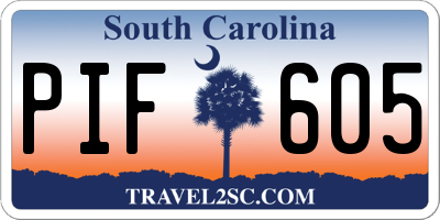 SC license plate PIF605