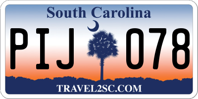 SC license plate PIJ078