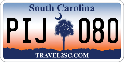 SC license plate PIJ080