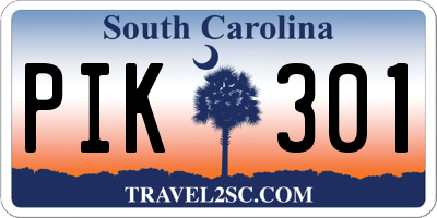SC license plate PIK301