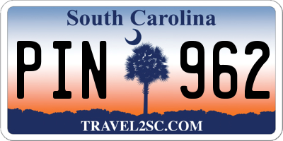 SC license plate PIN962