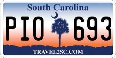 SC license plate PIO693