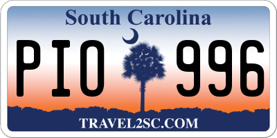 SC license plate PIO996