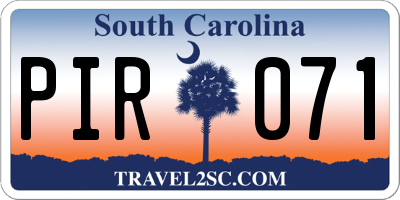 SC license plate PIR071