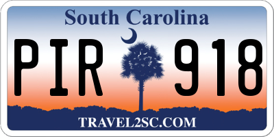 SC license plate PIR918