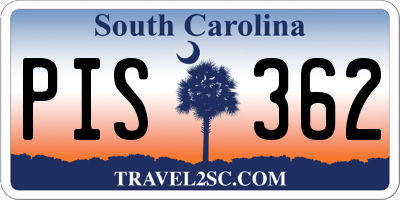 SC license plate PIS362