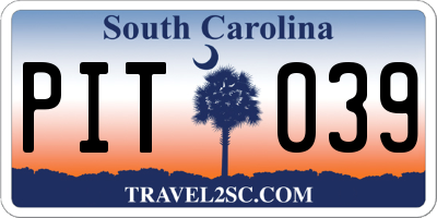 SC license plate PIT039