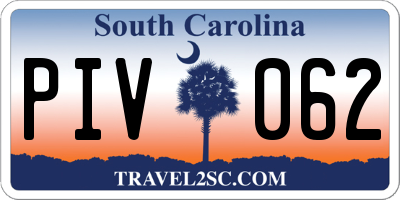 SC license plate PIV062