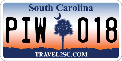 SC license plate PIW018