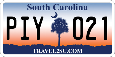 SC license plate PIY021