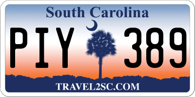 SC license plate PIY389