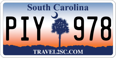 SC license plate PIY978