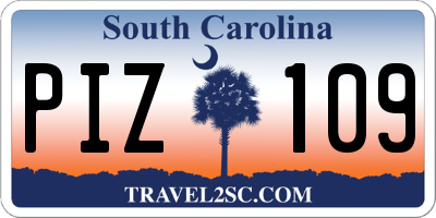 SC license plate PIZ109