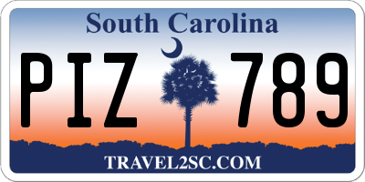 SC license plate PIZ789