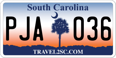 SC license plate PJA036
