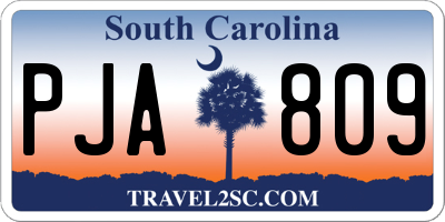 SC license plate PJA809