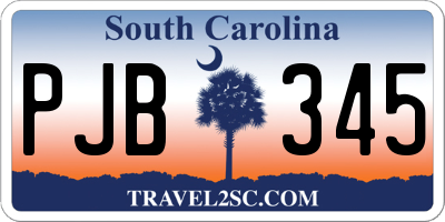 SC license plate PJB345