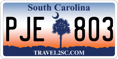 SC license plate PJE803