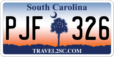 SC license plate PJF326