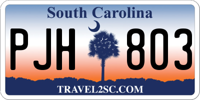 SC license plate PJH803