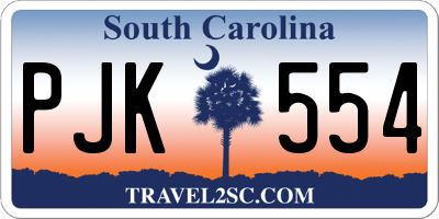 SC license plate PJK554