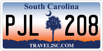 SC license plate PJL208