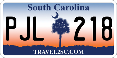 SC license plate PJL218