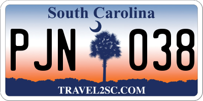 SC license plate PJN038