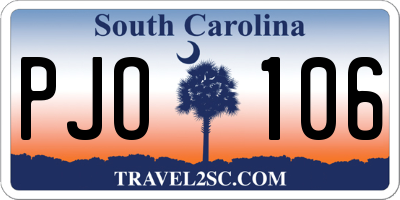 SC license plate PJO106