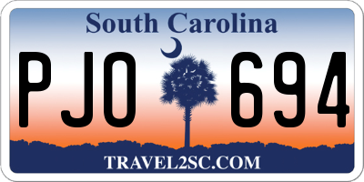 SC license plate PJO694