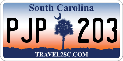 SC license plate PJP203