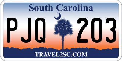 SC license plate PJQ203