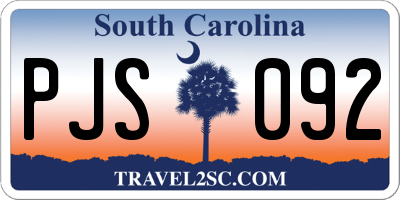 SC license plate PJS092
