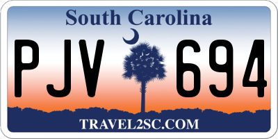 SC license plate PJV694
