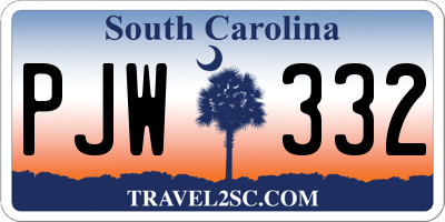 SC license plate PJW332