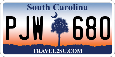 SC license plate PJW680