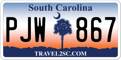 SC license plate PJW867