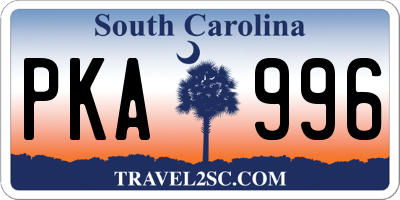 SC license plate PKA996