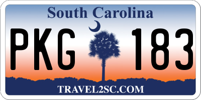 SC license plate PKG183
