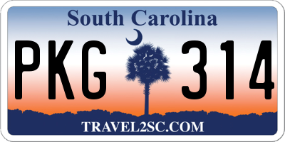 SC license plate PKG314