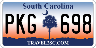 SC license plate PKG698
